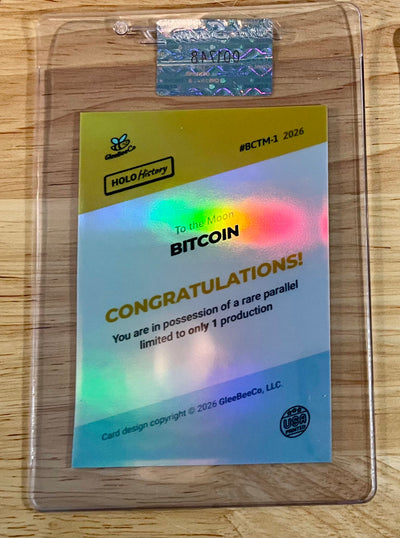 2026 GleeBeeCo BITCOIN To the Moon Rocket Cartoon Holographic Card 1/1