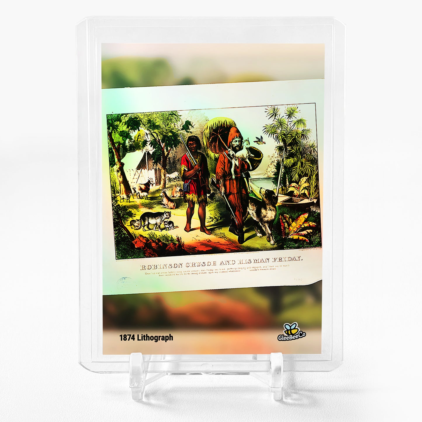 ROBINSON CRUSOE AND FRIDAY 1874 Lithograph Card 2023 GleeBeeCo Holographic #RB18
