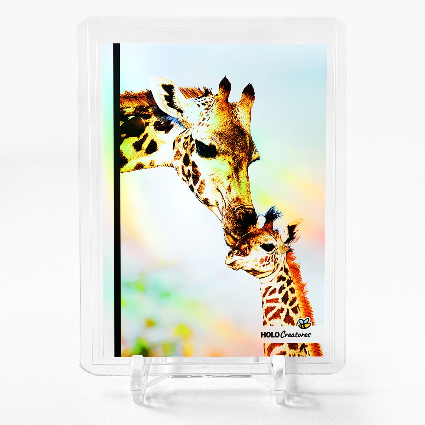 MAMA GIRAFFE Baby Giraffe Kissing Photo Card 2023 GleeBeeCo Holographic #MMBB