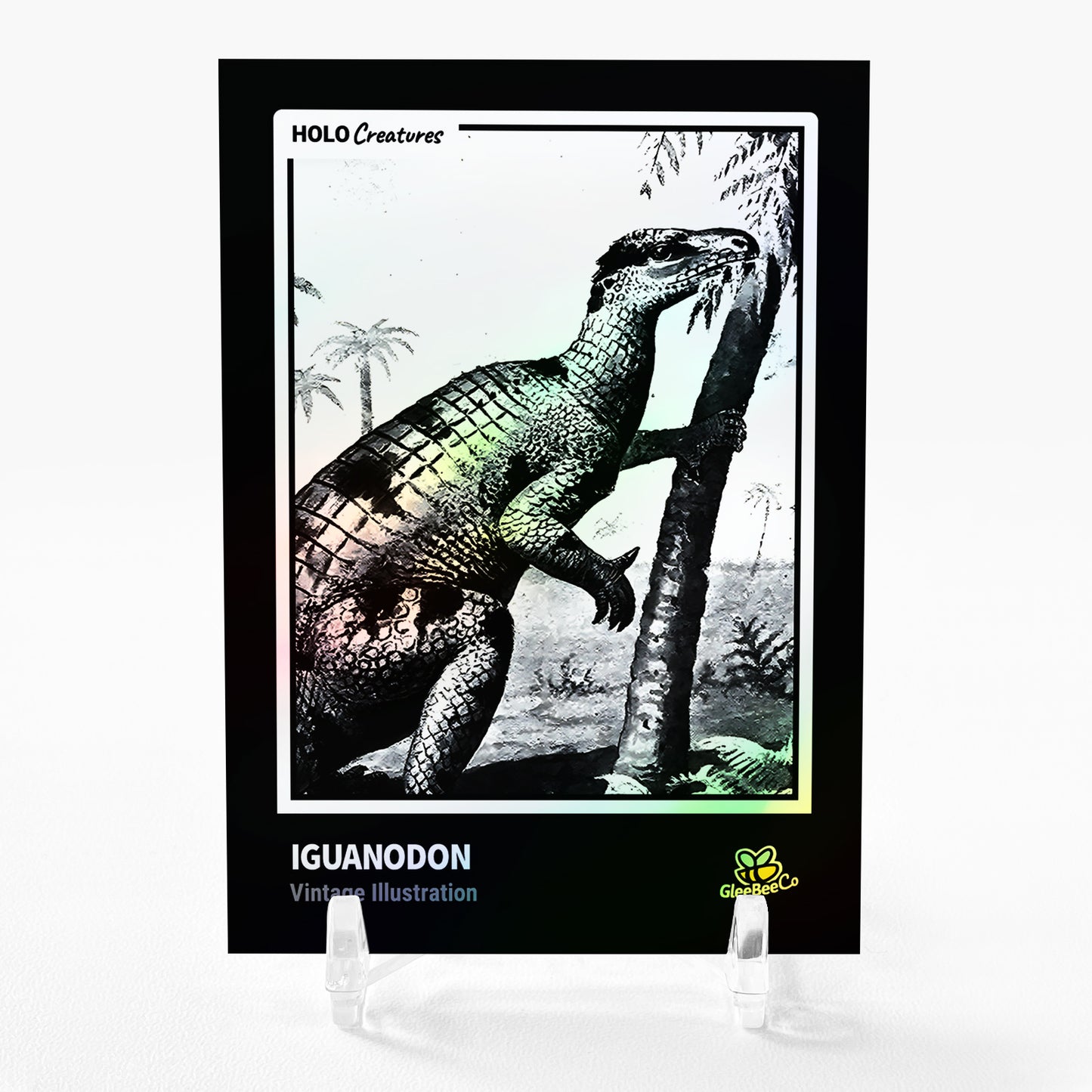 IGUANODON Vintage Illustration Trading Card 2023 GleeBeeCo Holographic #NVNC
