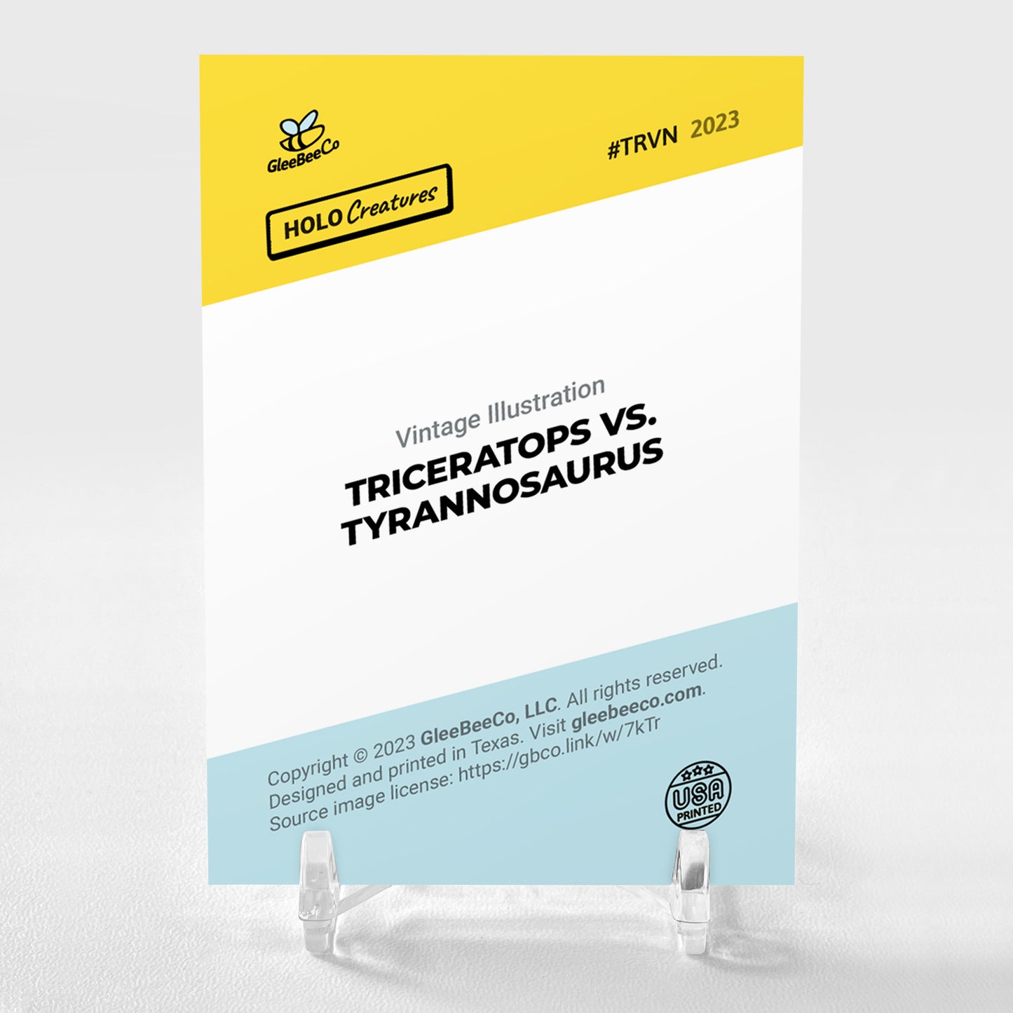 TRICERATOPS VS. TYRANNOSAURUS Vintage Illustration Card 2023 GleeBeeCo #TRVN