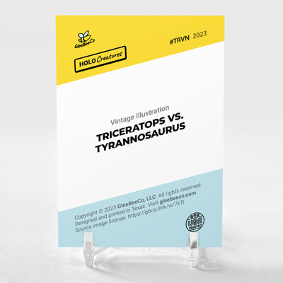 TRICERATOPS VS. TYRANNOSAURUS Vintage Illustration Card 2023 GleeBeeCo #TRVN