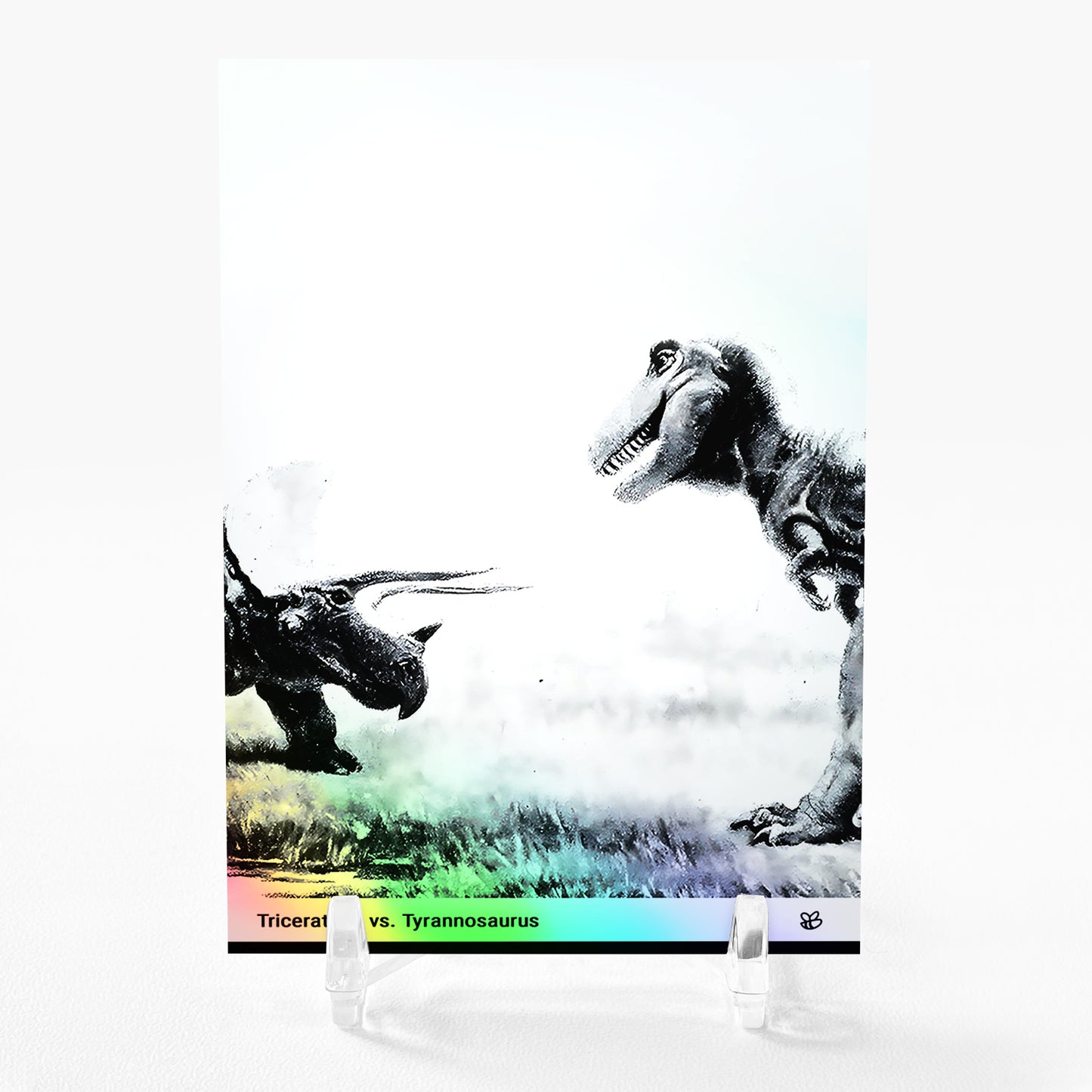 TRICERATOPS VS. TYRANNOSAURUS Vintage Illustration Card 2023 GleeBeeCo #TRVN