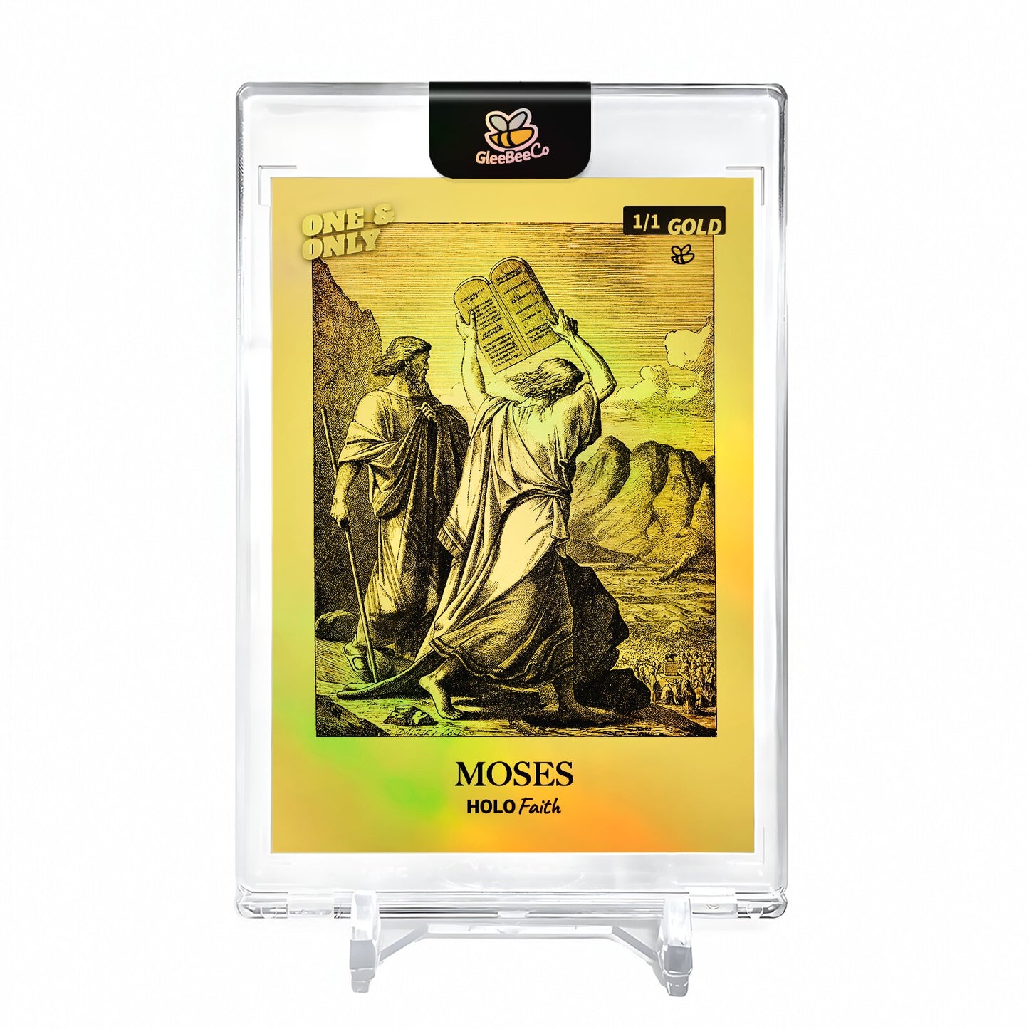 MOSES Breaking the Tablets Card 2023 GleeBeeCo #MSBR-G Encased Holo GOLD 1/1