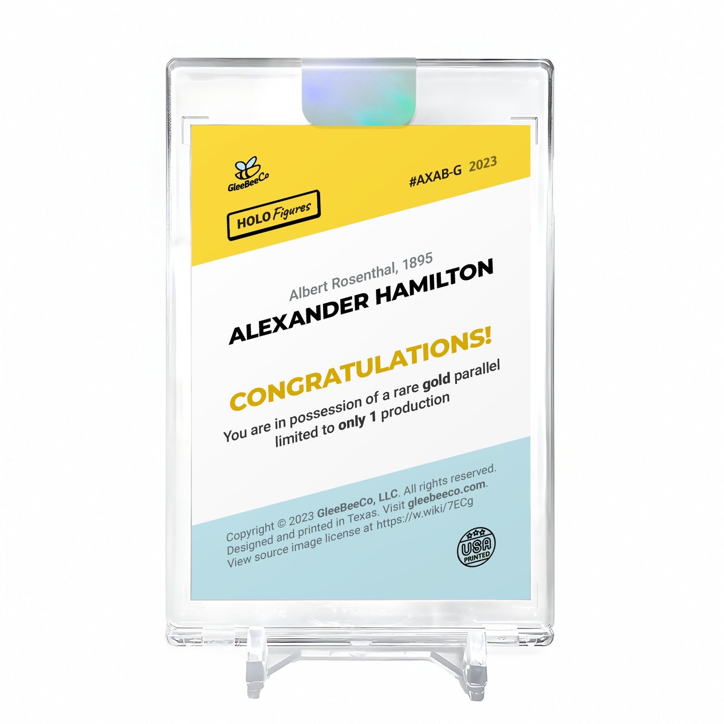 ALEXANDER HAMILTON Holo GOLD Card 2023 GleeBeeCo #AXAB-G 1/1