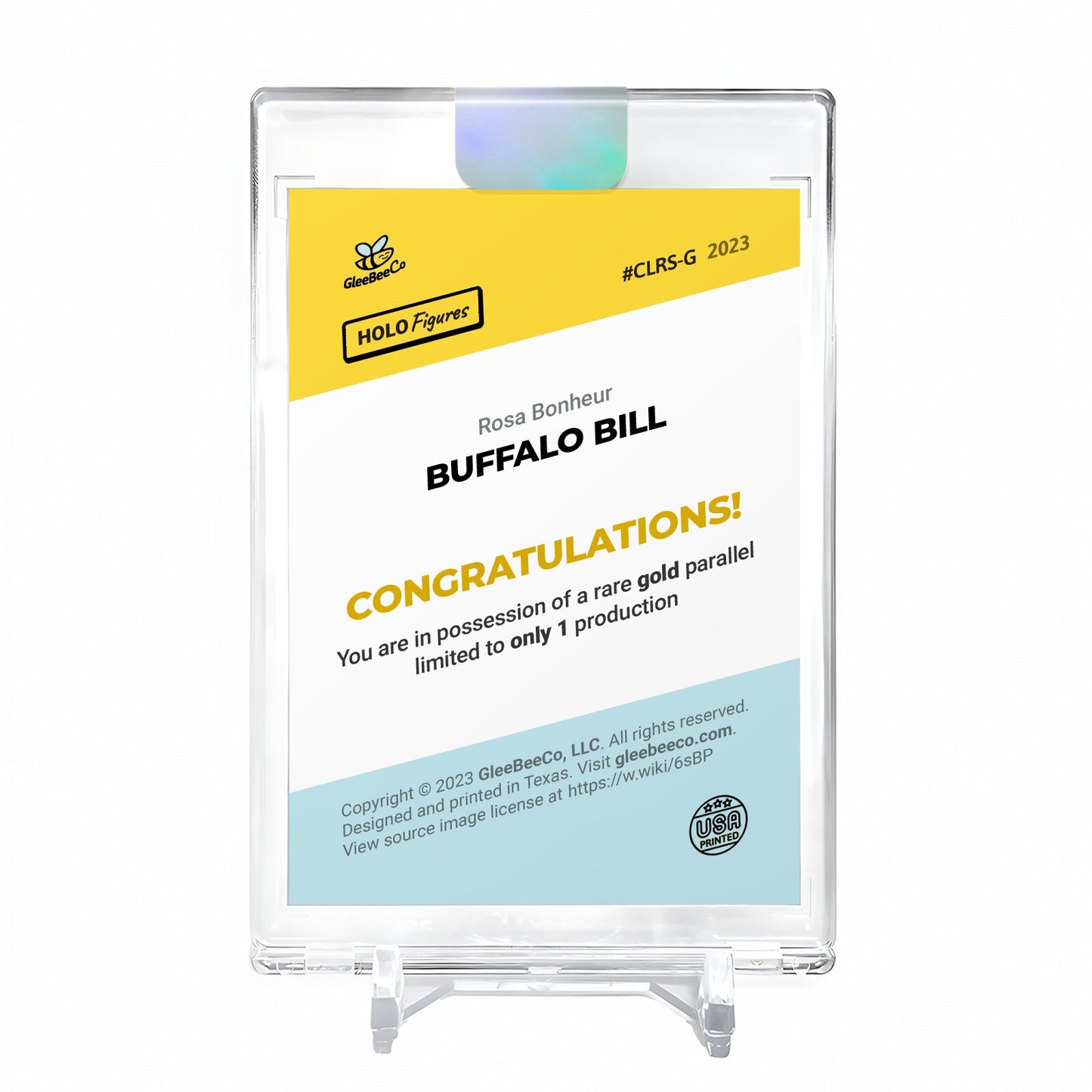 COL. WILLIAM F. CODY Rosa Bonheur Holo Gold Card 2023 GleeBeeCo #CLRS-G 1/1