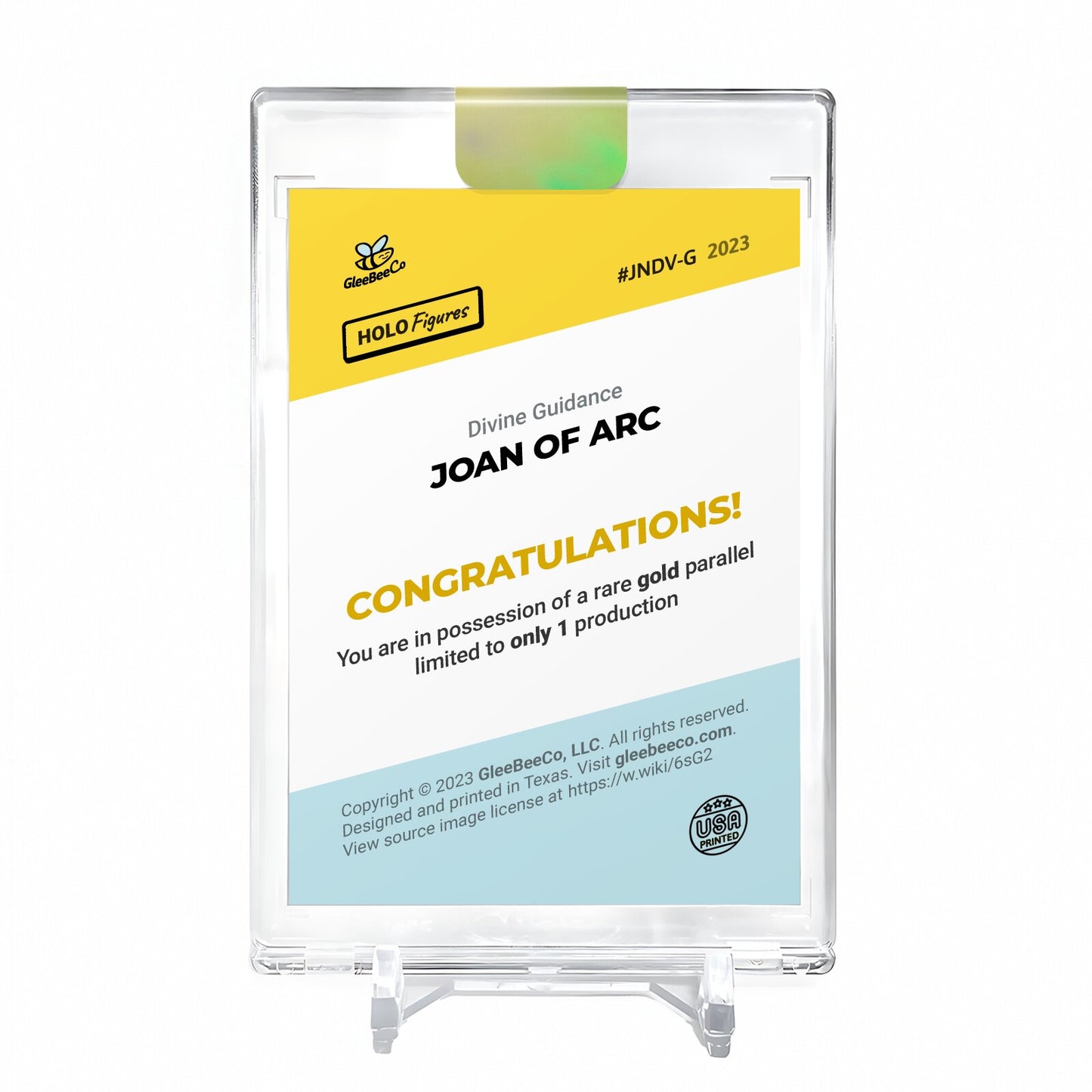 JOAN OF ARC Divine Guidance Card 2023 GleeBeeCo #JNDV-G Encased Holo GOLD 1/1