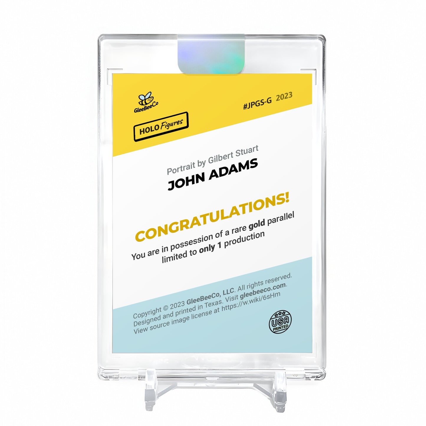 JOHN ADAMS Art Holographic Card Holo Figures 2023 GleeBeeCo #JPGS *GOLD* 1/1