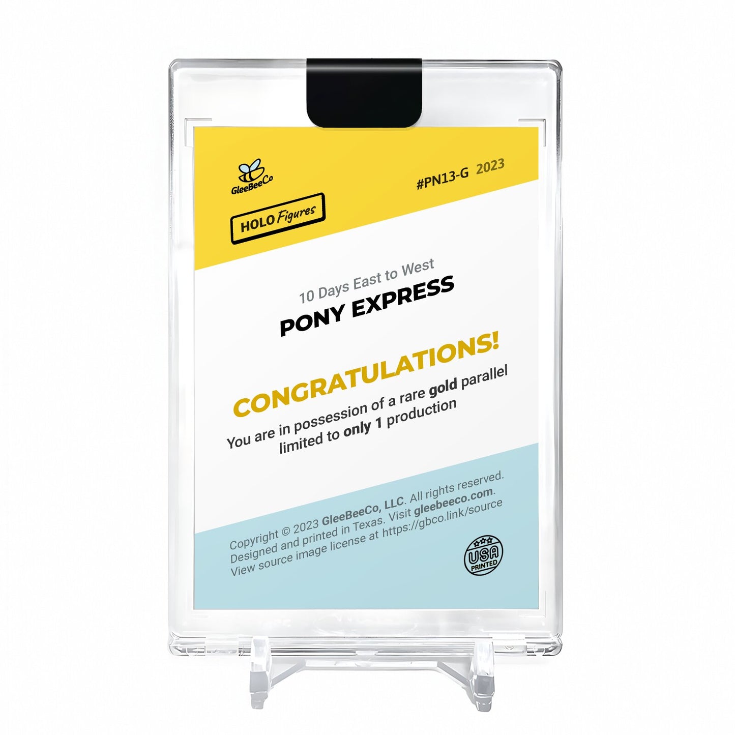 PONY EXPRESS 10 Days East to West Holo Gold Card 2023 GleeBeeCo #PN13-G 1/1