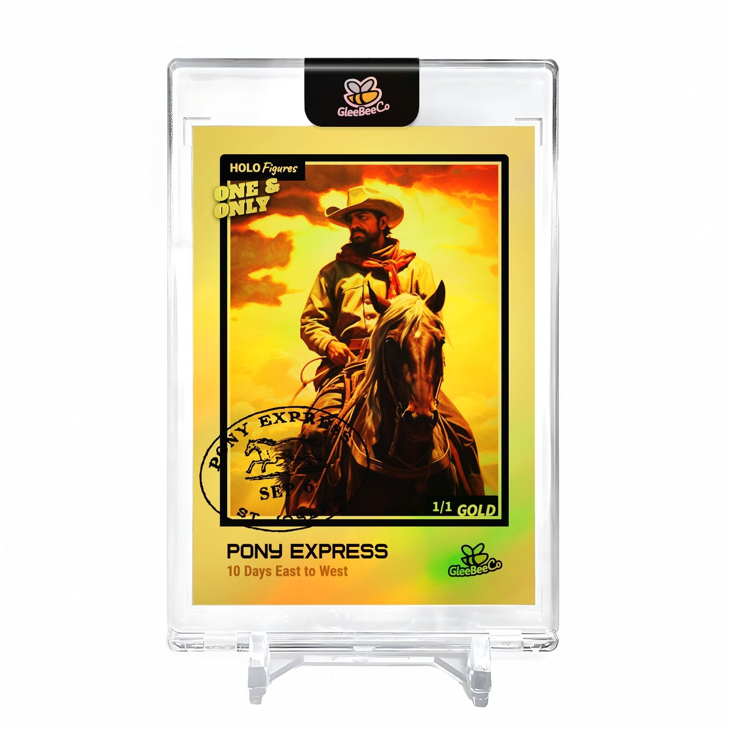 PONY EXPRESS 10 Days East to West Holo Gold Card 2023 GleeBeeCo #PN13-G 1/1