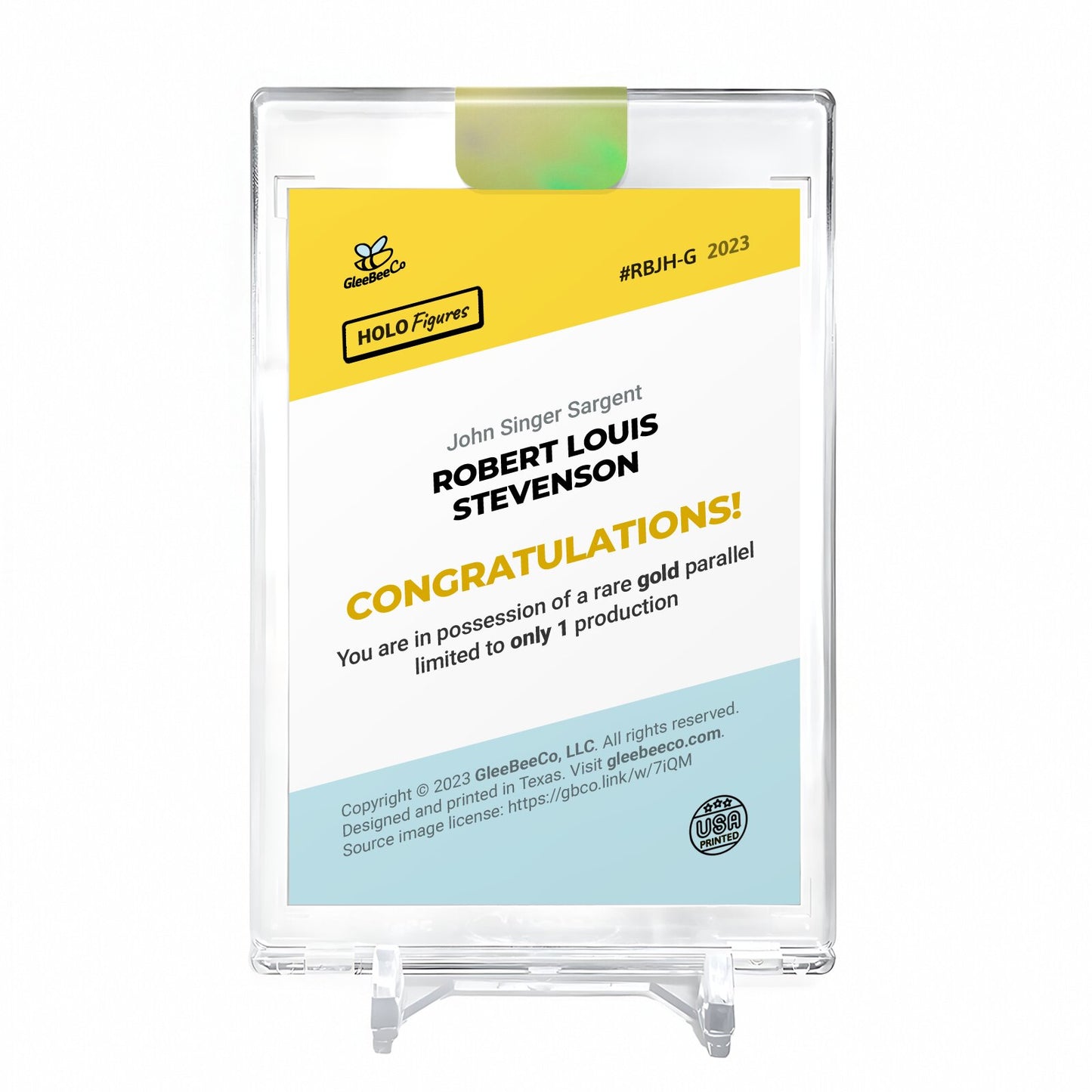 ROBERT LOUIS STEVENSON Holo GOLD Card 2023 GleeBeeCo #RBJH-G 1/1