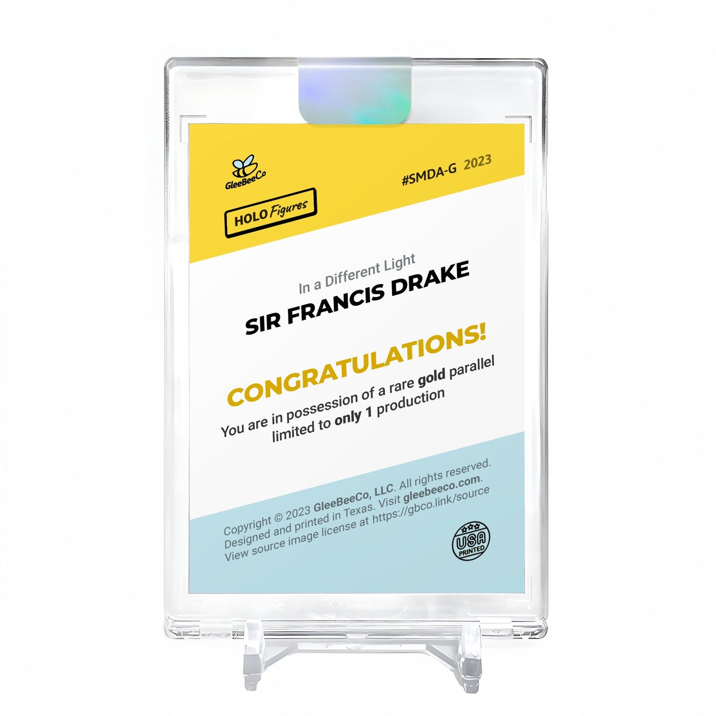 SMILING DRAKE Holographic Art Card 2023 GleeBeeCo Holo Figures #SMD8 *GOLD* 1/1