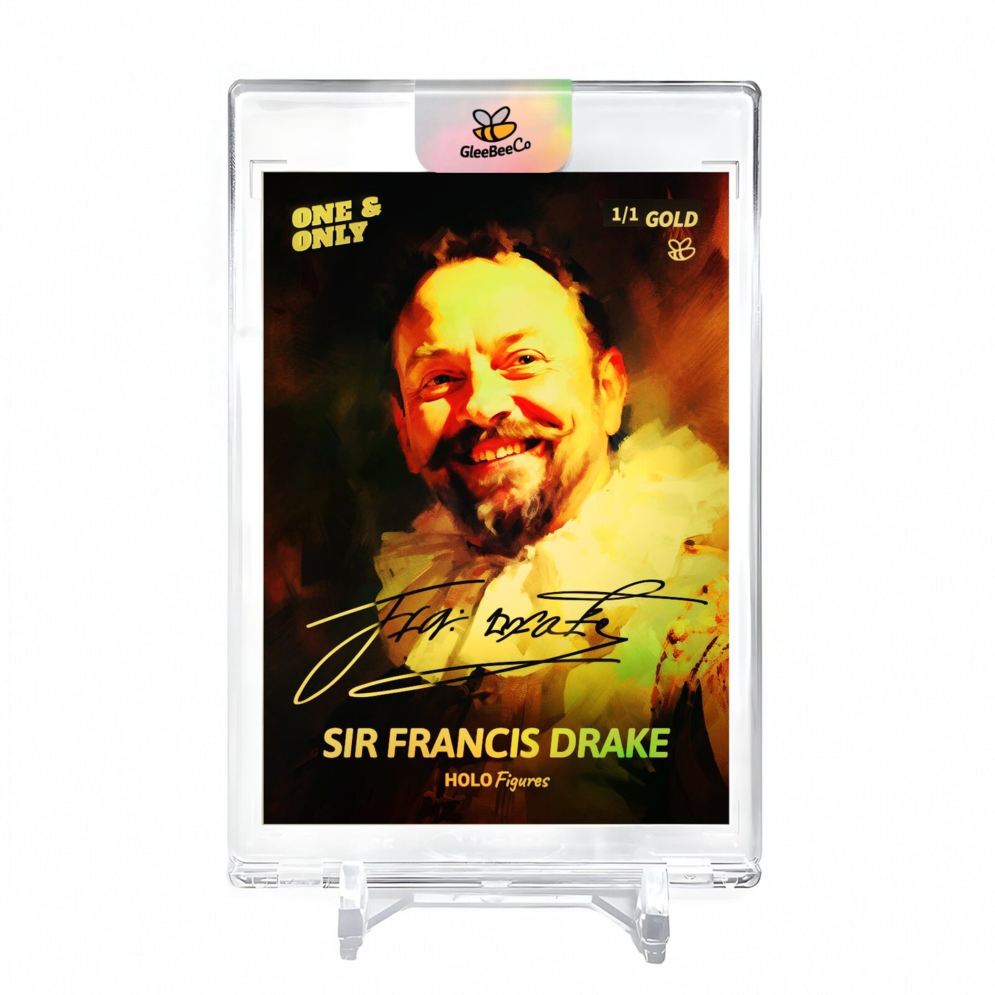 SMILING DRAKE Holographic Art Card 2023 GleeBeeCo Holo Figures #SMD8 *GOLD* 1/1
