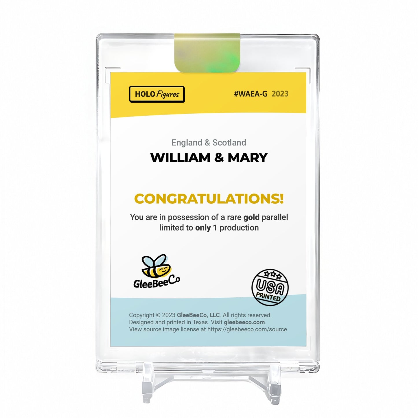 WILLIAM AND MARY England and Scotland Card GBC #WAEA Rare *GOLD* Encased 1/1