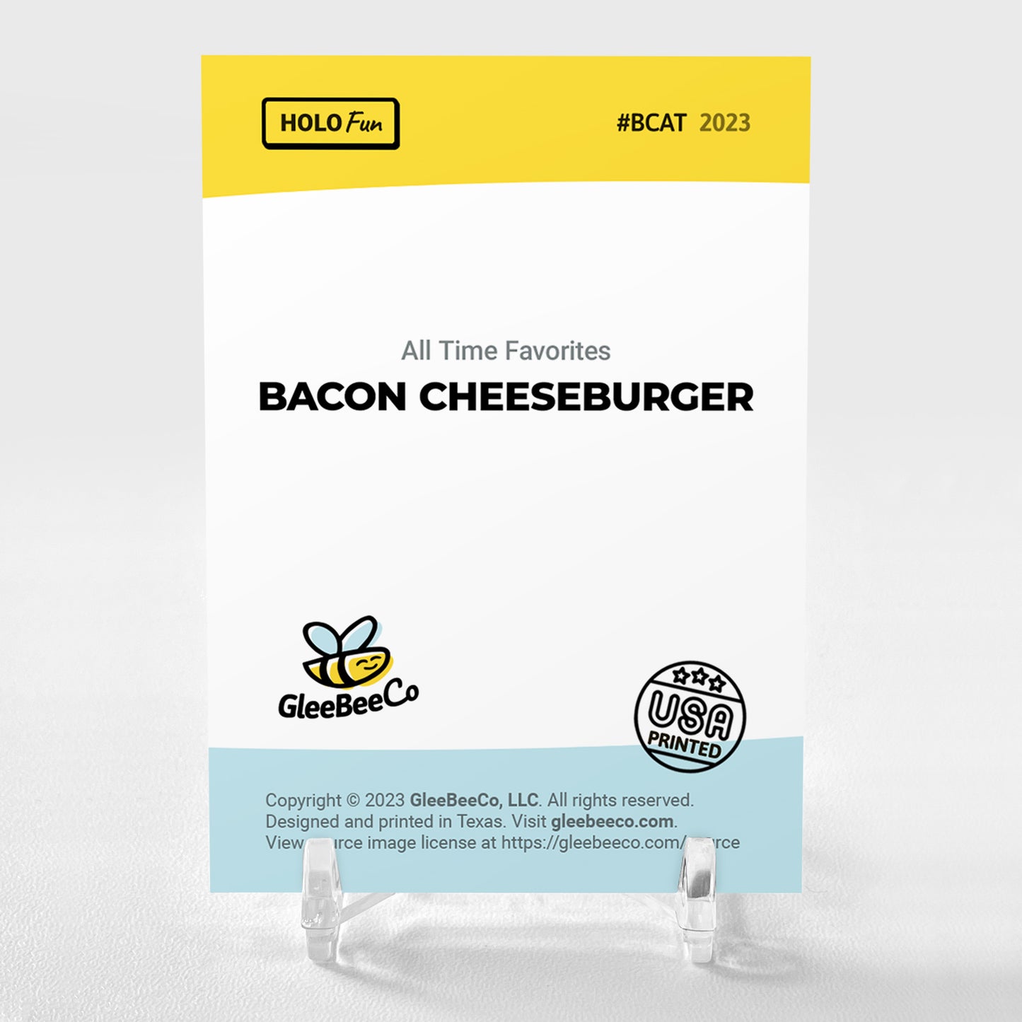 BACON CHEESEBURGER Art Card 2023 GleeBeeCo Holo Fun #BCAT