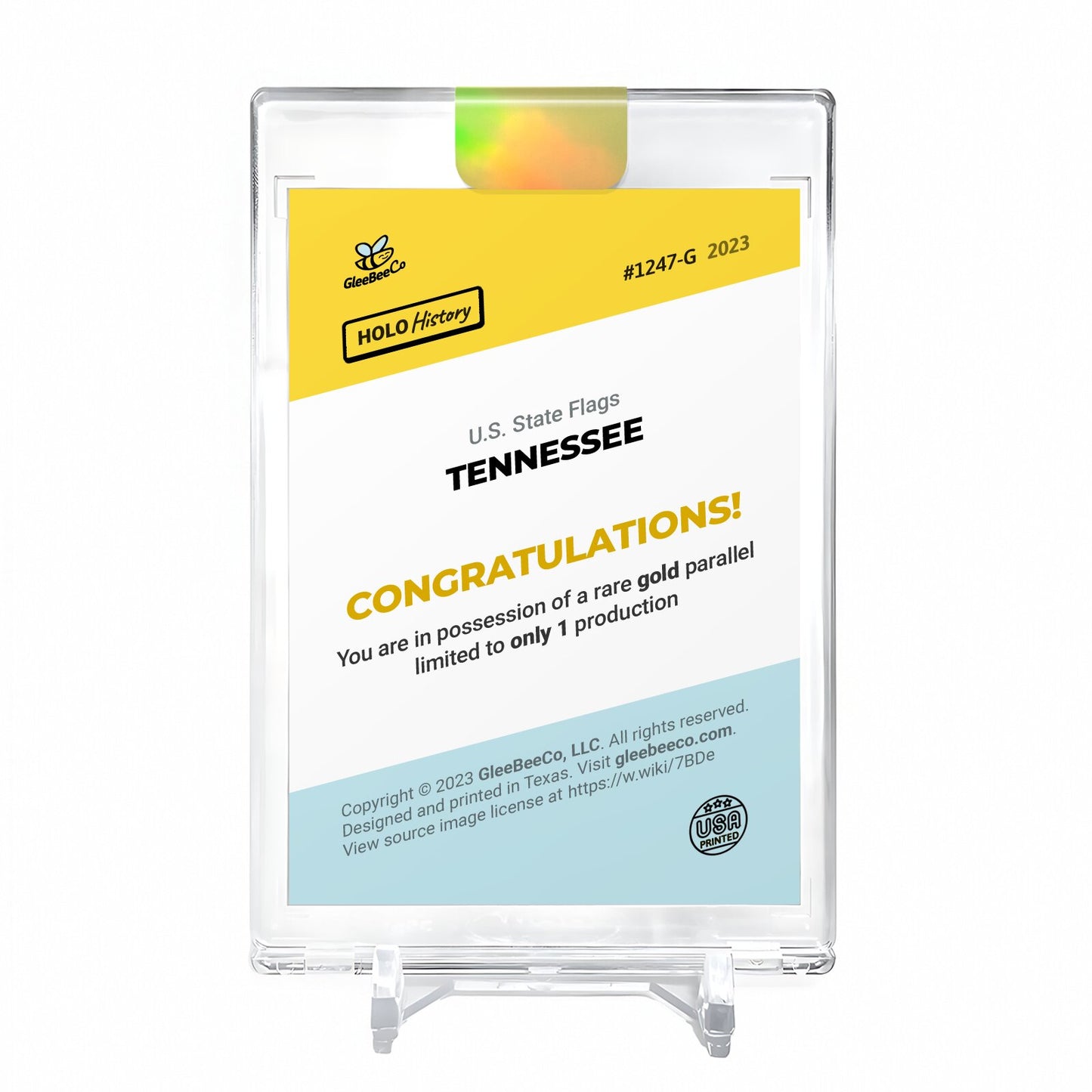 FLAG OF TENNESSEE U.S. State Flags Holo Gold Card 2023 GleeBeeCo #1247-G 1/1
