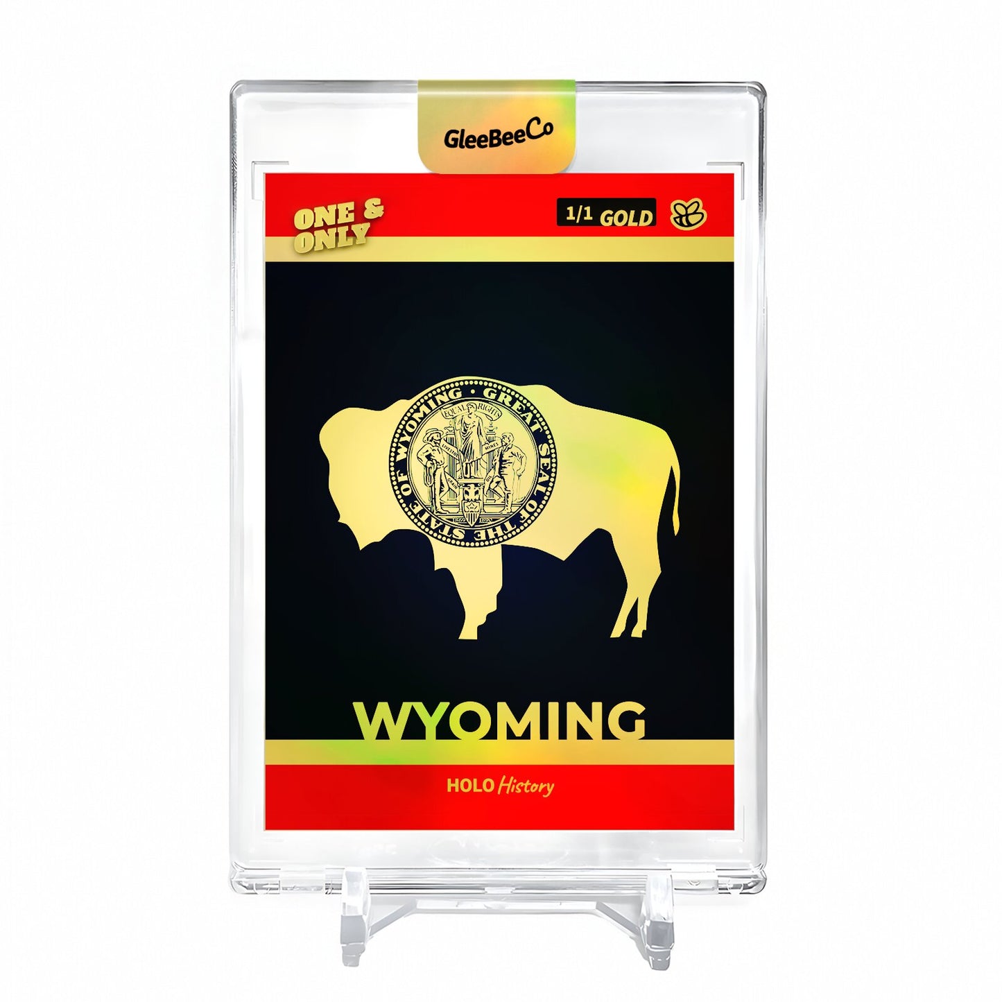 FLAG OF WYOMING Wyoming Flag Card 2023 GleeBeeCo Holo History #28DD *GOLD* 1/1