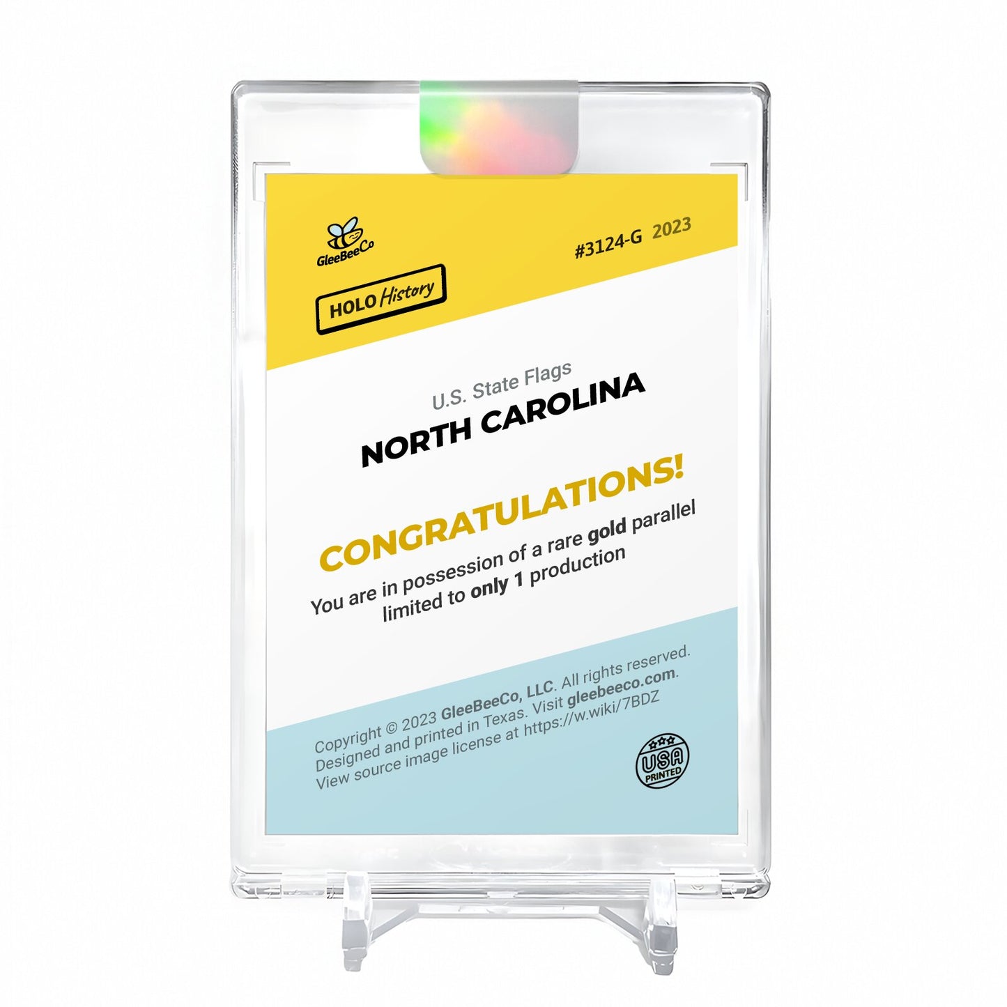FLAG OF NORTH CAROLINA Holo GOLD Card 2023 GleeBeeCo #3124-G 1/1