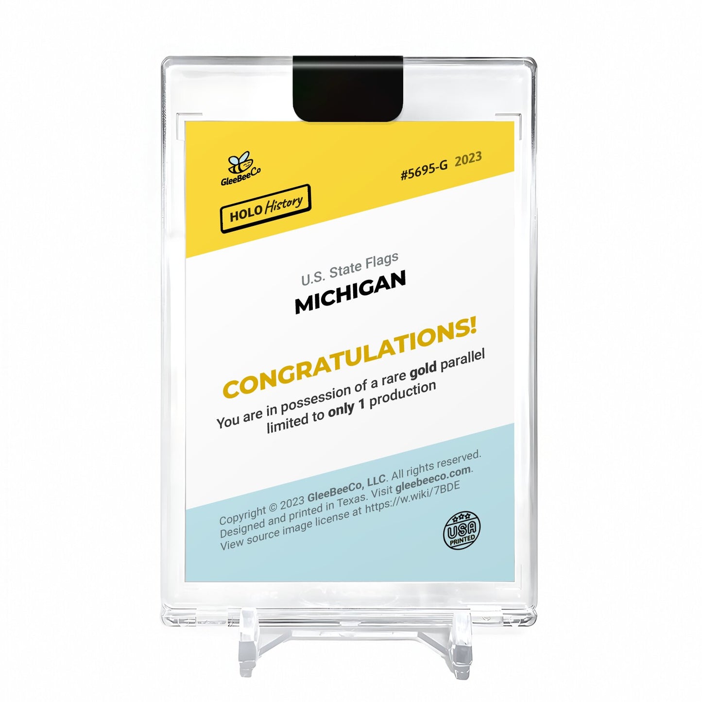 FLAG OF MICHIGAN U.S. State Flags Holo Gold Card 2023 GleeBeeCo #5695-G 1/1