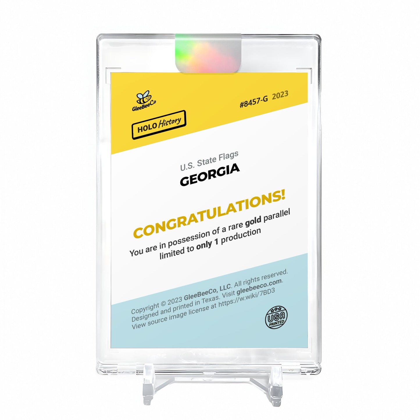 FLAG OF GEORGIA Holographic Card 2023 GleeBeeCo Holo History #8457 *GOLD* 1/1