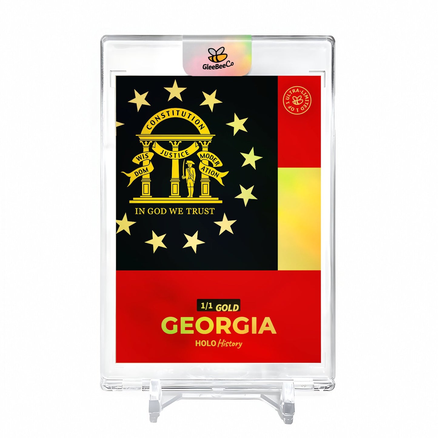 FLAG OF GEORGIA Holographic Card 2023 GleeBeeCo Holo History #8457 *GOLD* 1/1