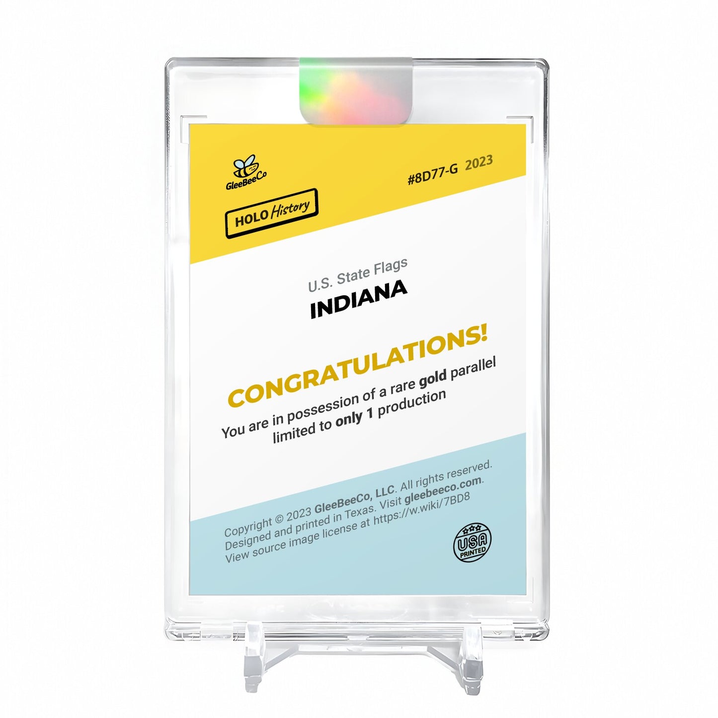 FLAG OF INDIANA U.S. State Flags Holo Gold Card 2023 GleeBeeCo #8D77-G 1/1