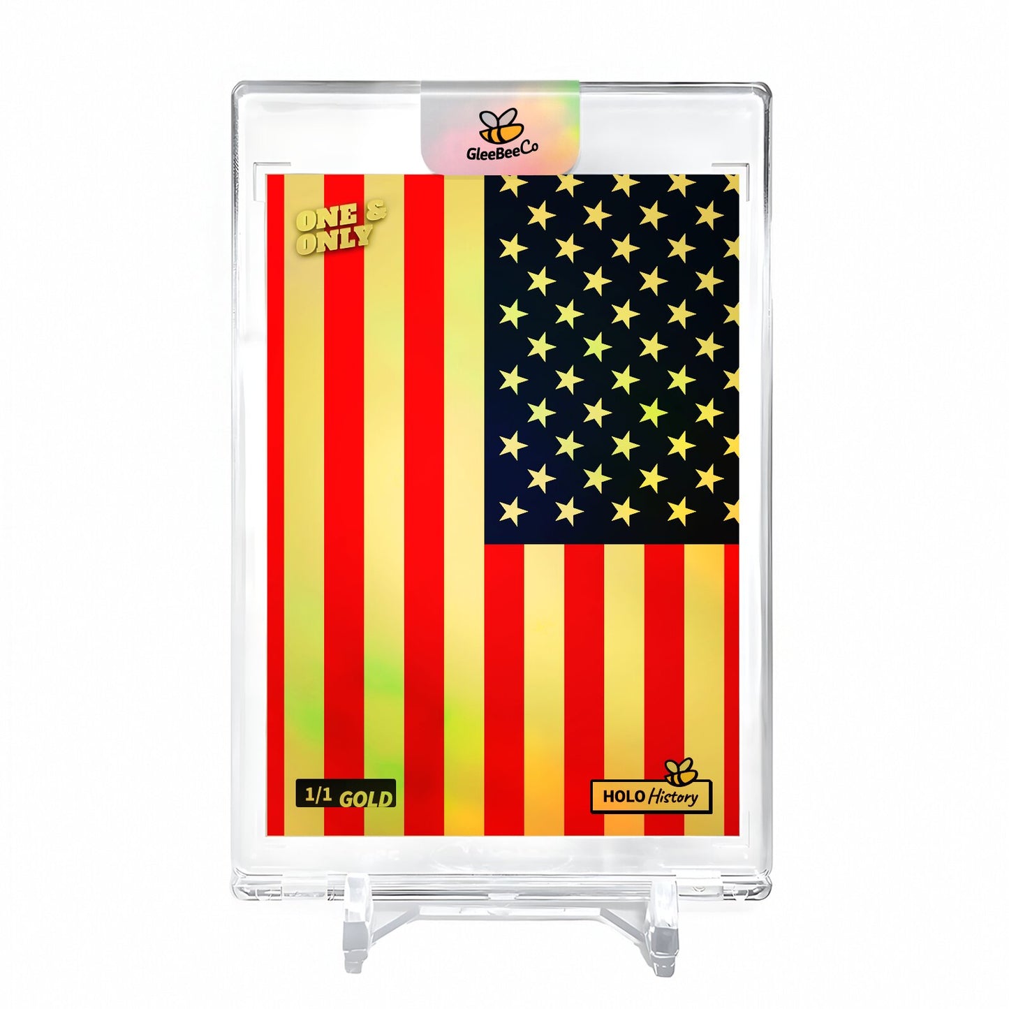 AMERICAN FLAG In God We Trust Card 2023 GleeBeeCo #ARG8-G Encased Holo GOLD 1/1