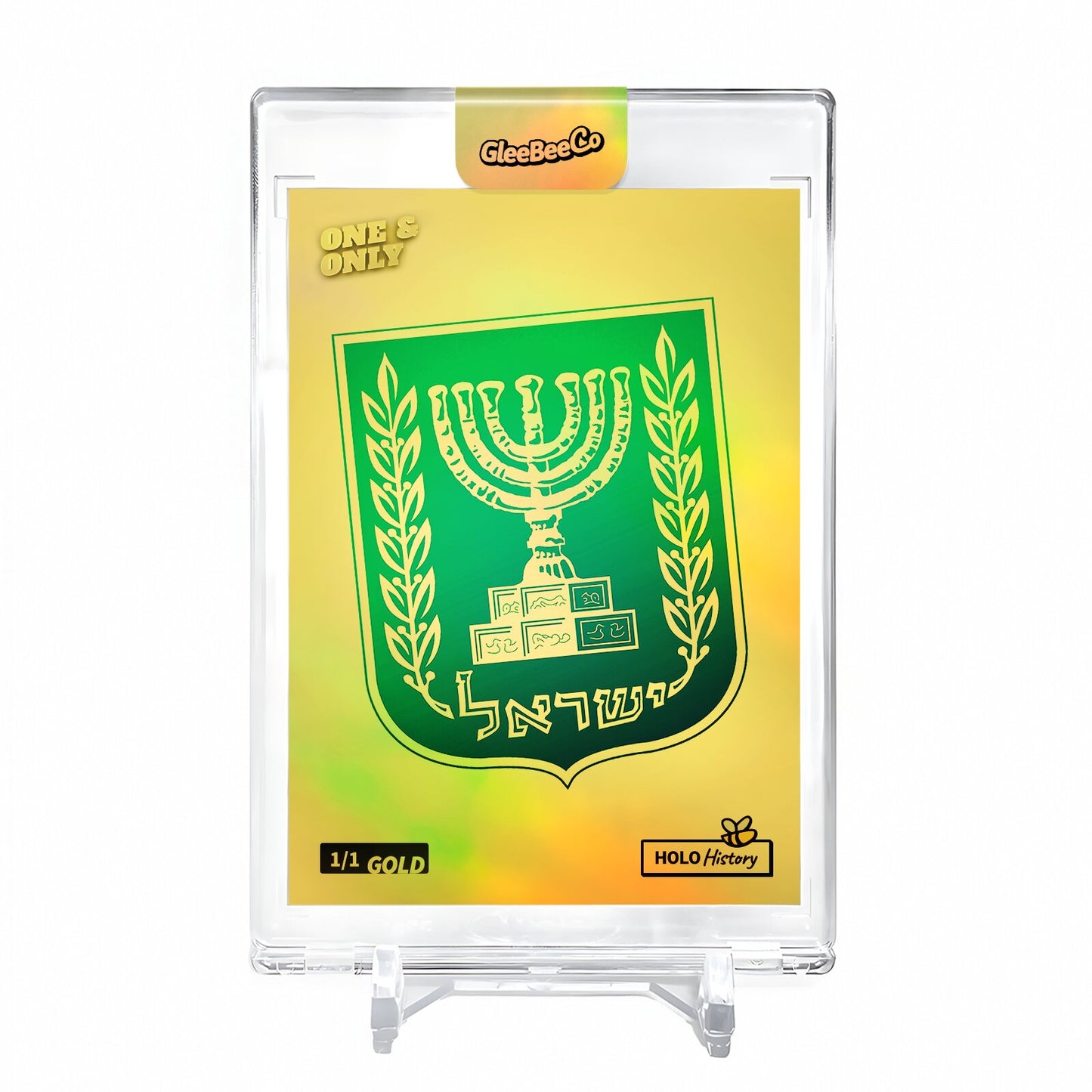 EMBLEM OF ISRAEL 1949 Card 2023 GleeBeeCo #B191-G Encased Holo GOLD 1/1