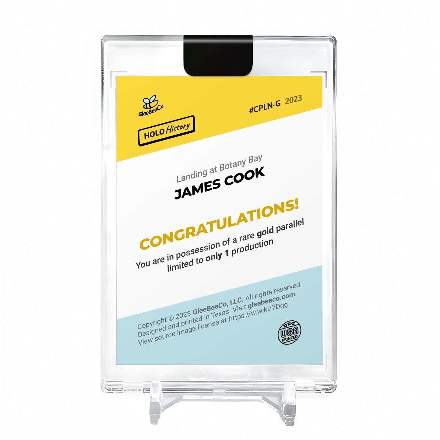 CAPTAIN COOK Landing at Botany Bay Holo Gold Card 2023 GleeBeeCo #CPLN-G 1/1