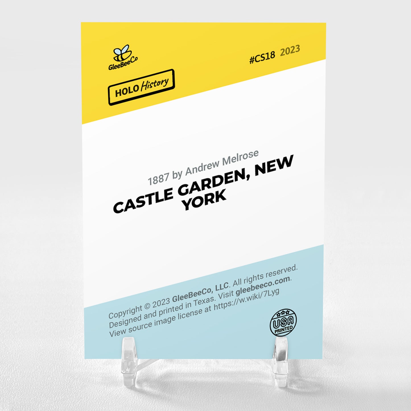 CASTLE GARDEN, NEW YORK Holographic Art Card 2023 GleeBeeCo Holo History #CS18