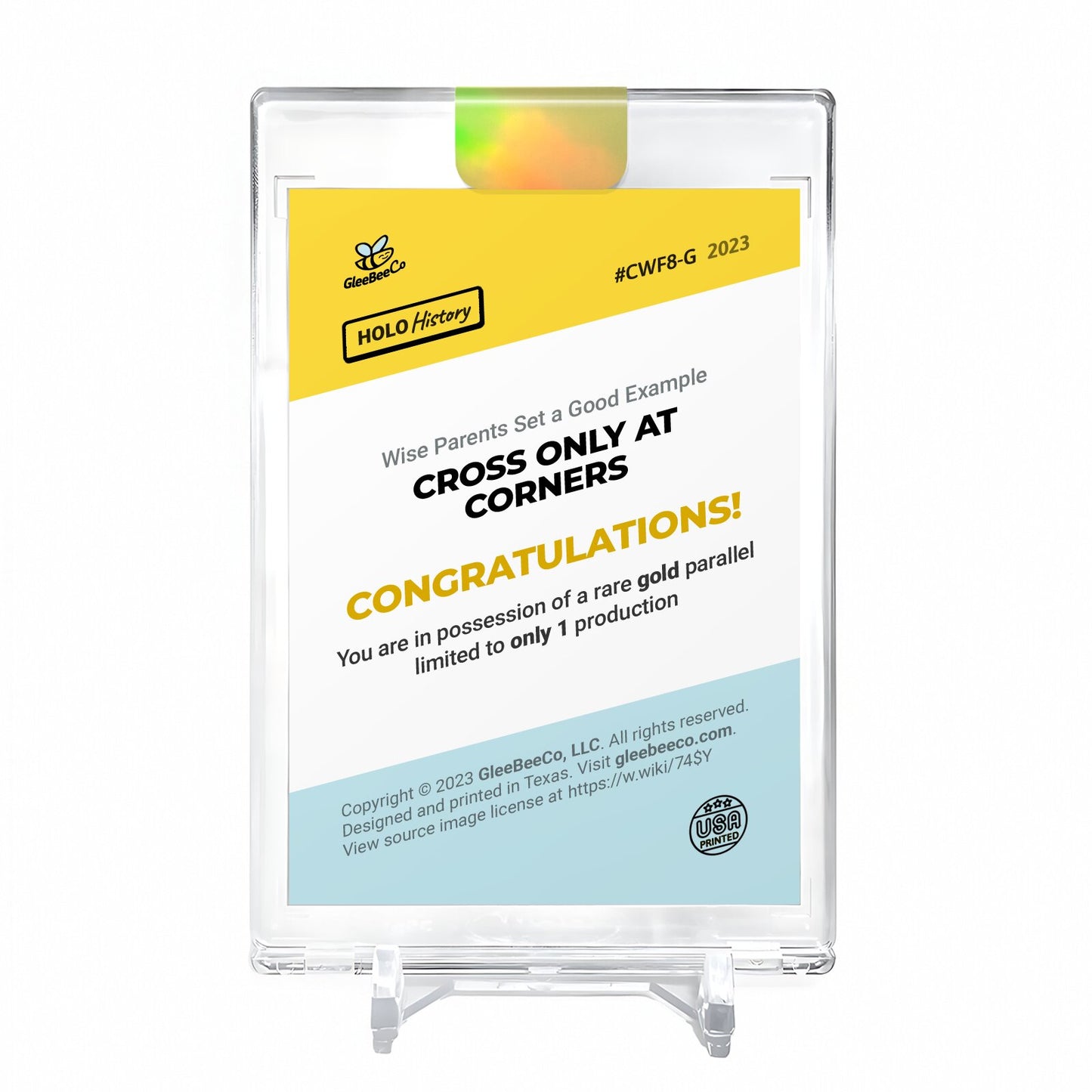CROSS ONLY AT CORNERS Holo GOLD Card 2023 GleeBeeCo #CWF8-G 1/1