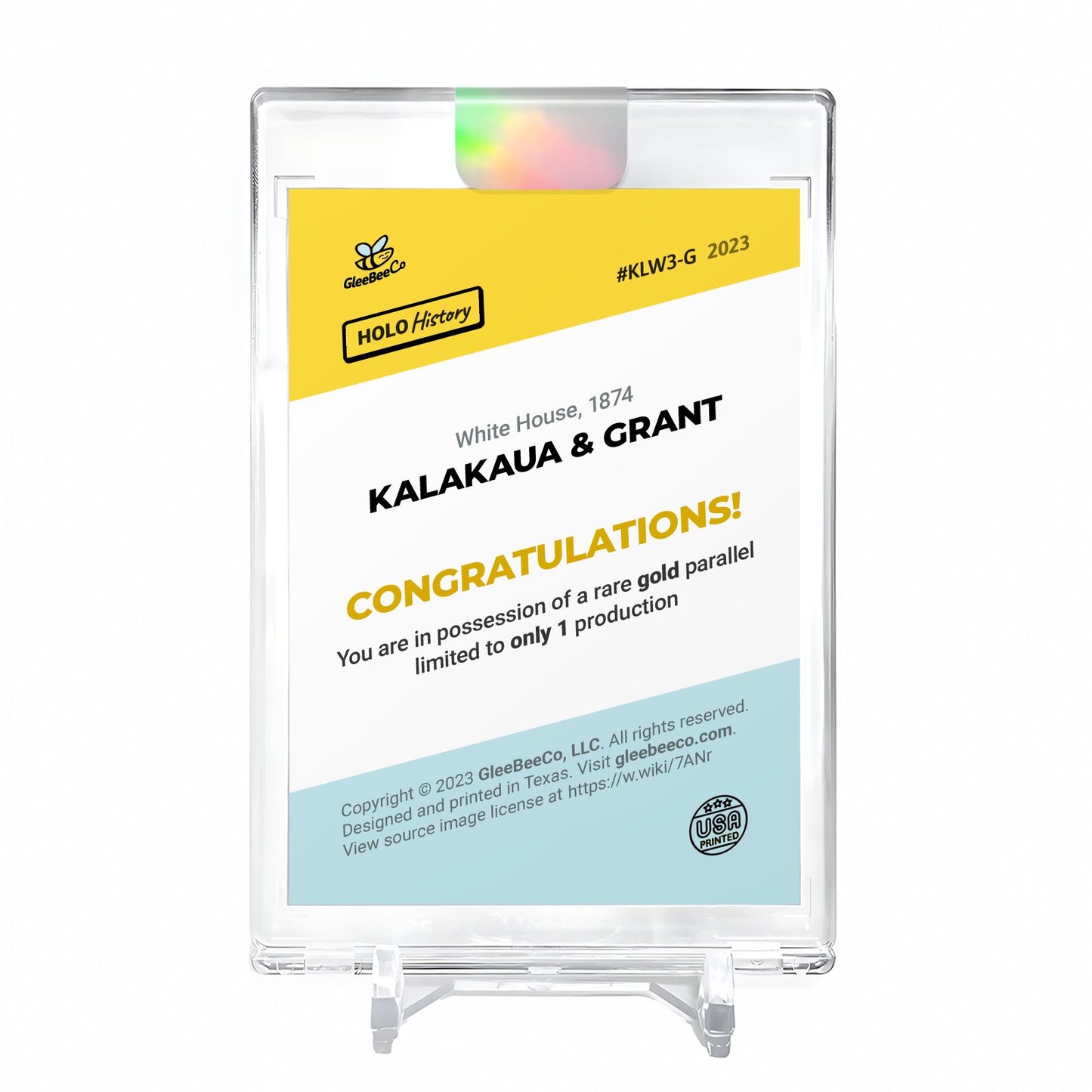 KALAKAUA & GRANT White House, 1874 Holo Gold Card 2023 GleeBeeCo #KLW3-G 1/1