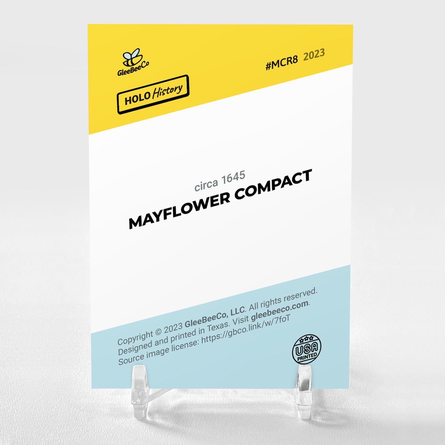 MAYFLOWER COMPACT circa 1645 Card 2023 GleeBeeCo Holo History #MCR8