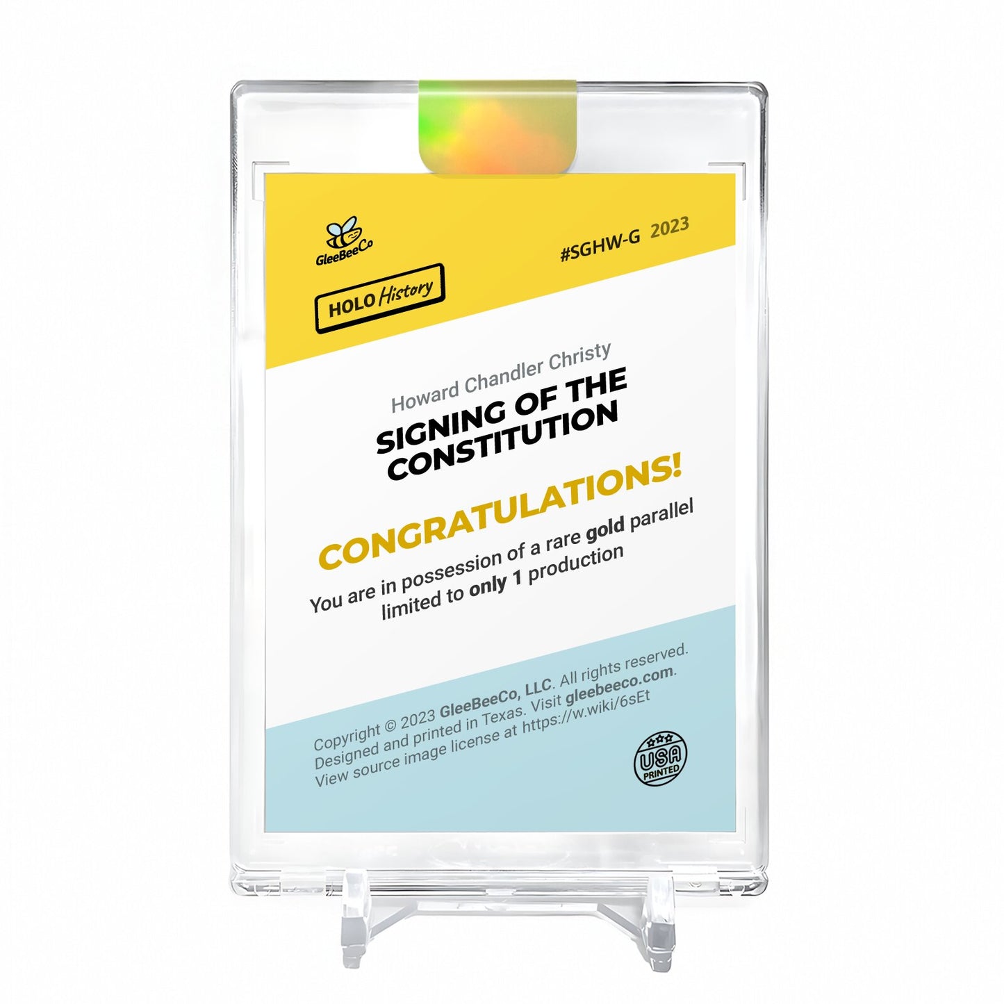 SIGNING OF THE CONSTITUTION Holo GOLD Card 2023 GleeBeeCo #SGHW-G 1/1