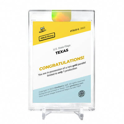 TEXAS FLAG U.S. State Flags Card 2023 GleeBeeCo Holo History #TXUS *GOLD* 1/1
