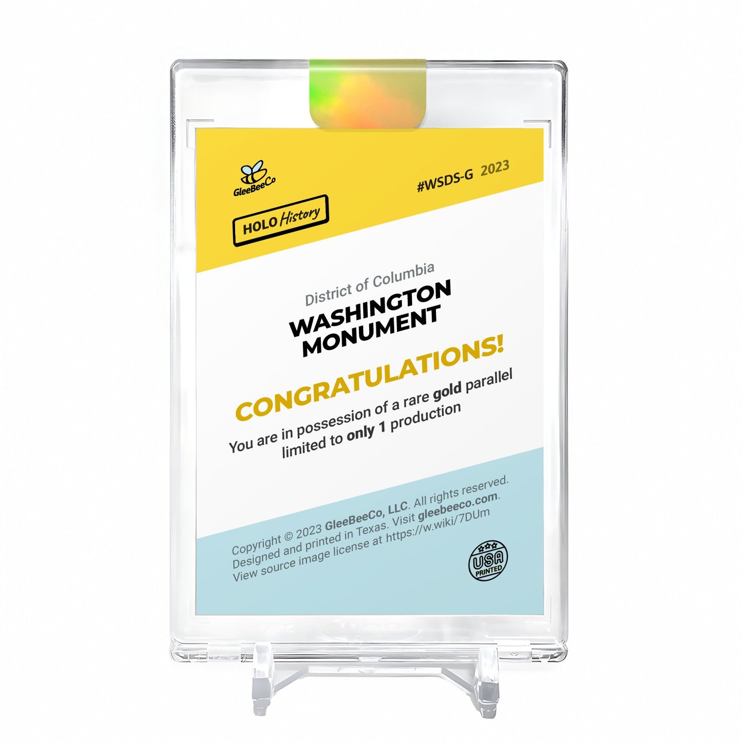 WASHINGTON CROSSING THE DELAWARE Holo GOLD Card 2023 GleeBeeCo #WSEN-G 1/1