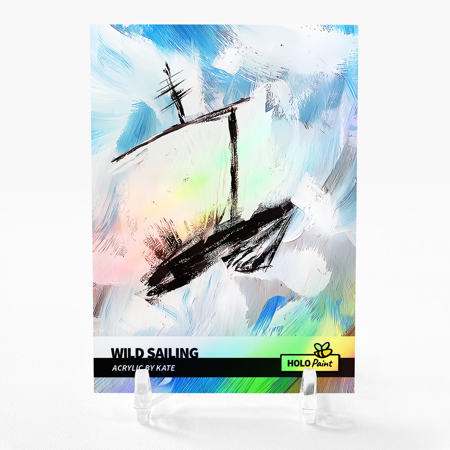 WILD SAILING Kate Sailboat Painting Card 2023 GleeBeeCo Holographic #WLKT