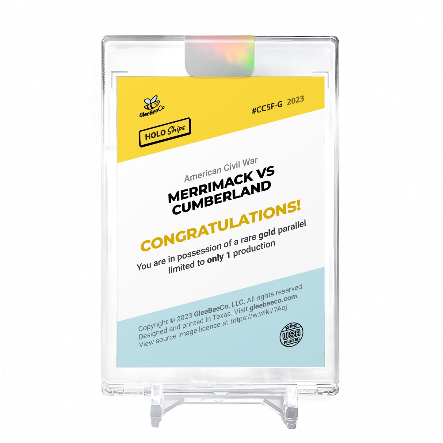 MERRIMACK VS CUMBERLAND Holo GOLD Card 2023 GleeBeeCo #CC5F-G 1/1