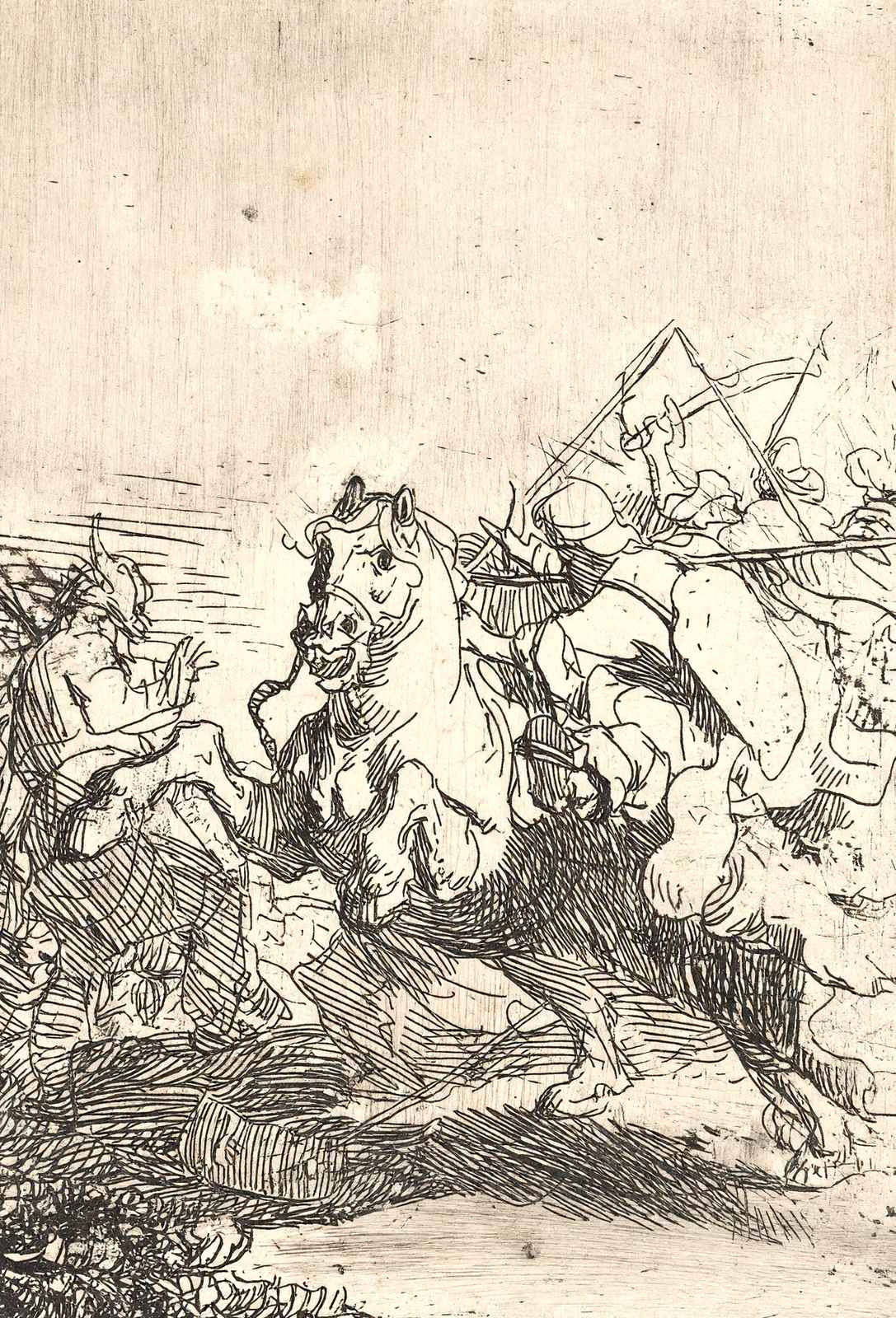 A Cavalry Fight Art Print 1632 Painting by Rembrandt (6 Sizes) - Archival Paper
