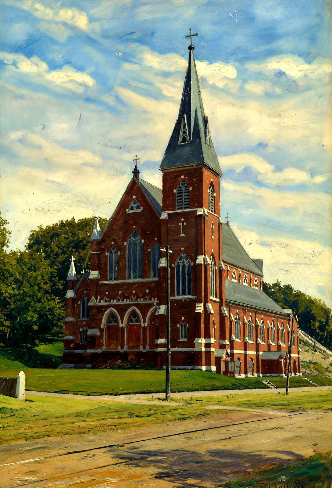 St Thomas' Church, Adams, Massachusetts in 1905 Painting Print (7 Sizes)