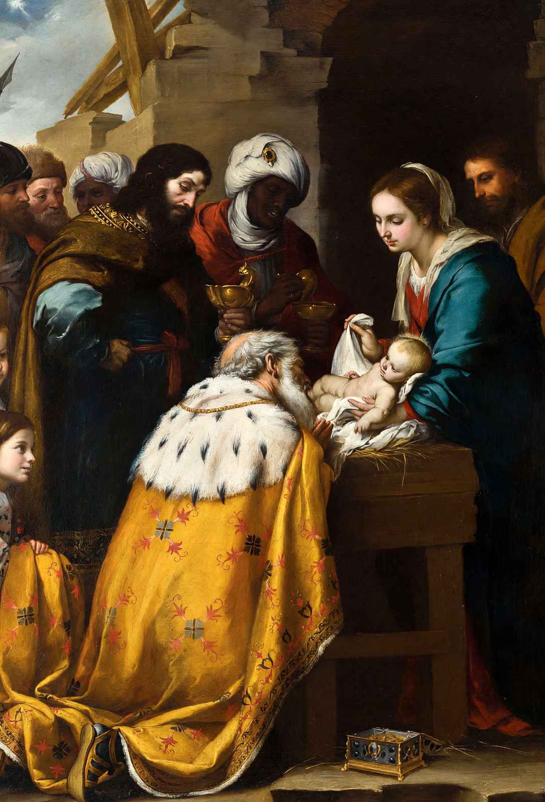 Adoration of the Art Print Magi by Bartolomé Murillo (6 Sizes) - Jesus