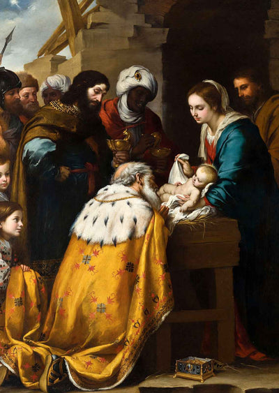 Adoration of the Art Print Magi by Bartolomé Murillo (6 Sizes) - Jesus