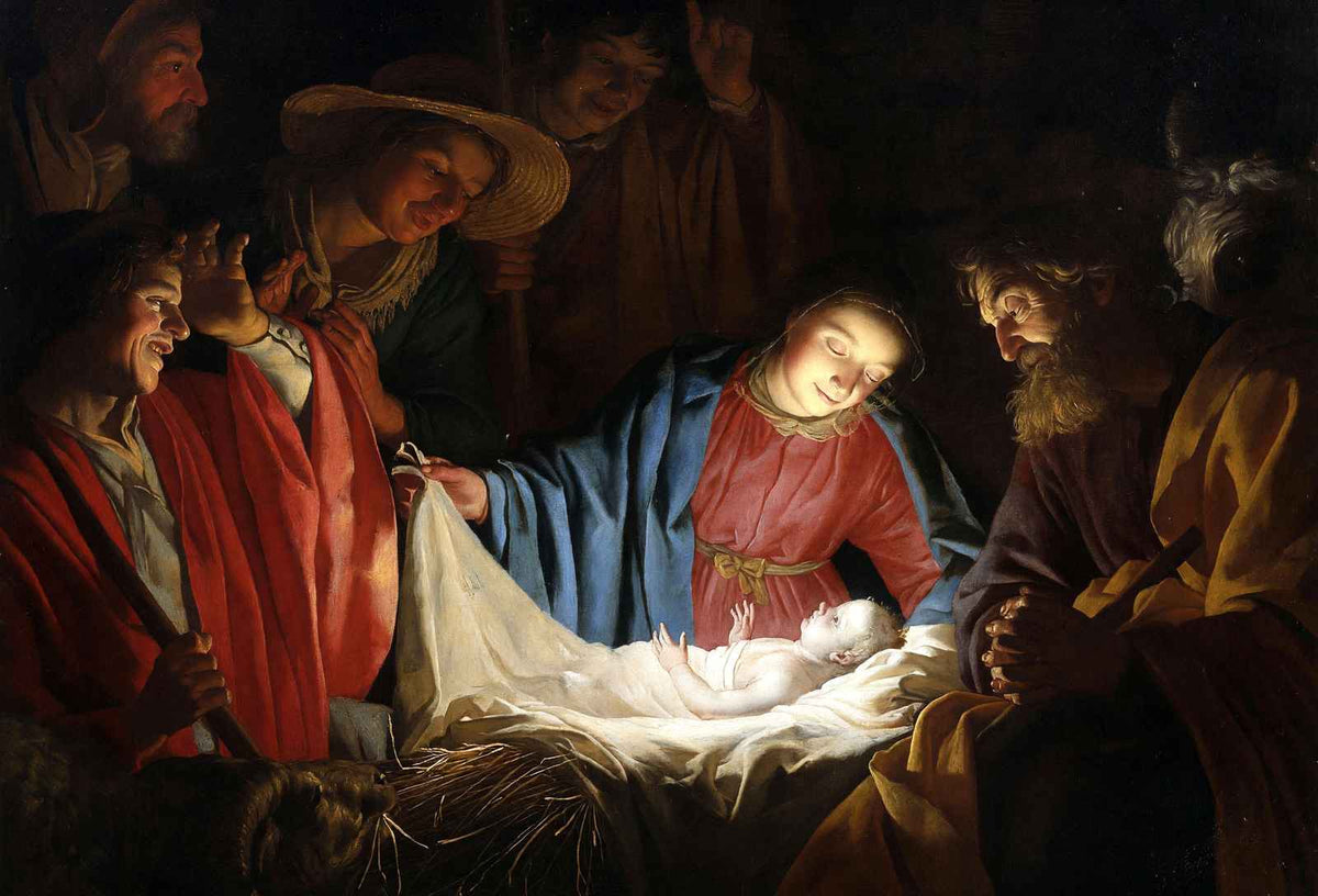 Adoration of the Art Print Shepherds by Bartolomé Murillo (6 Sizes) - Jesus