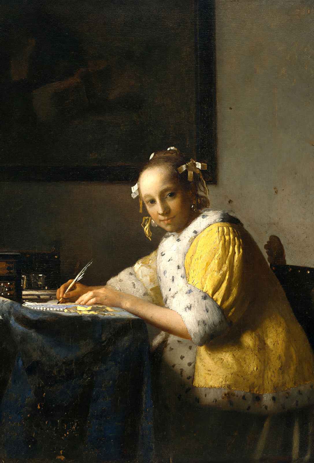 A Lady Writing Art Print 1666 Painting by Johannes Vermeer (6 Sizes) - Acid Free