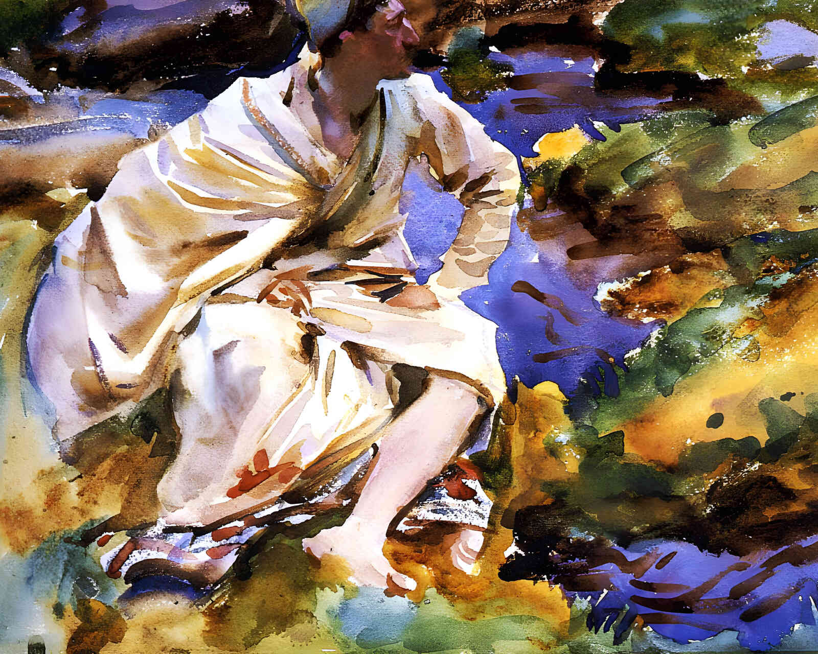 A Man Seated by a Stream 1907 Painting by John Singer Sargent 8x10" Art Print