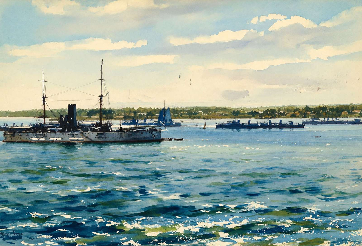 USS Texas and Torpedo Boats at Annapolis in 1905 Art Print (7 Sizes) - Retouched