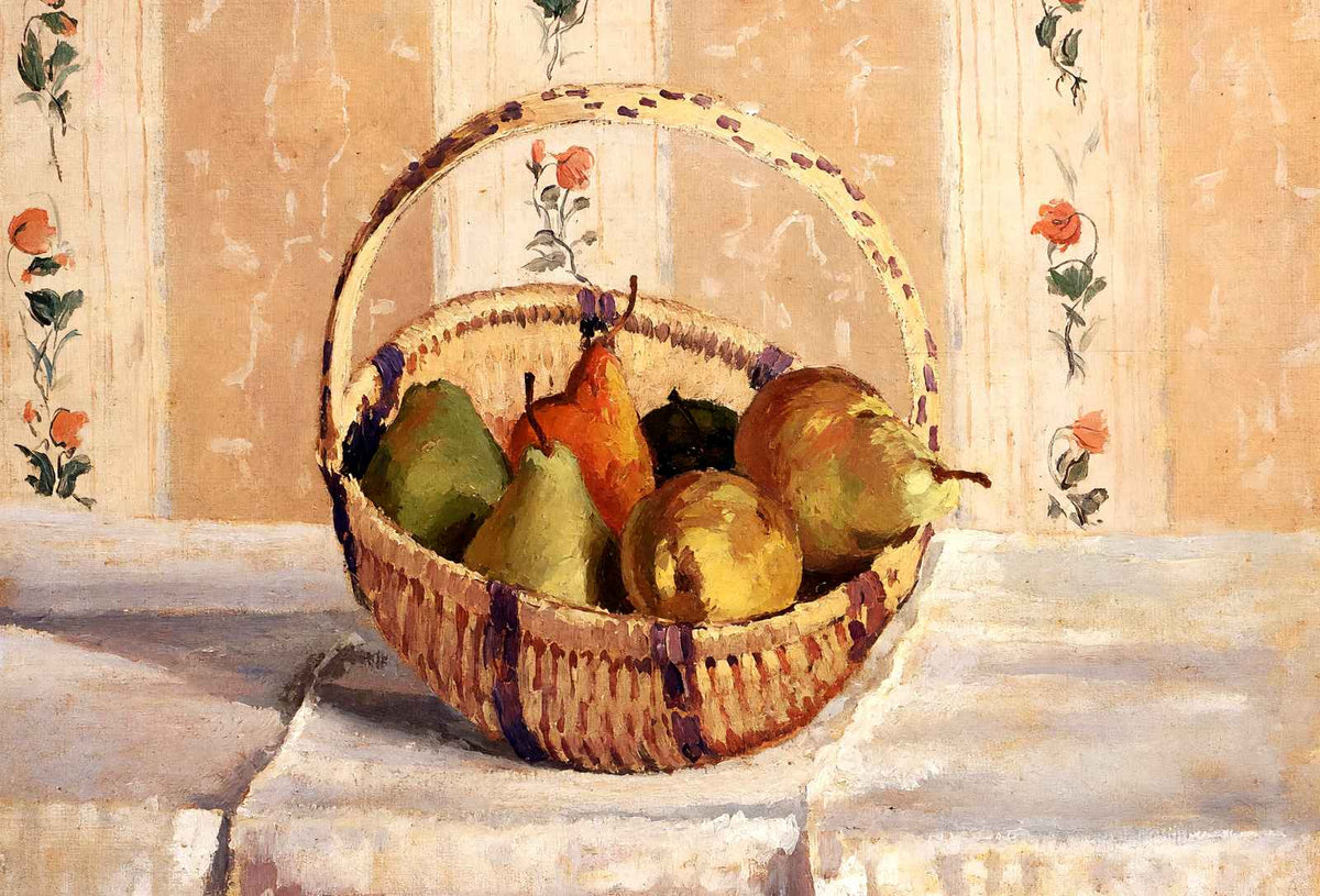 Apples and Pears in a Round Basket Art Print 1872 by Camille Pissarro (6 Sizes)