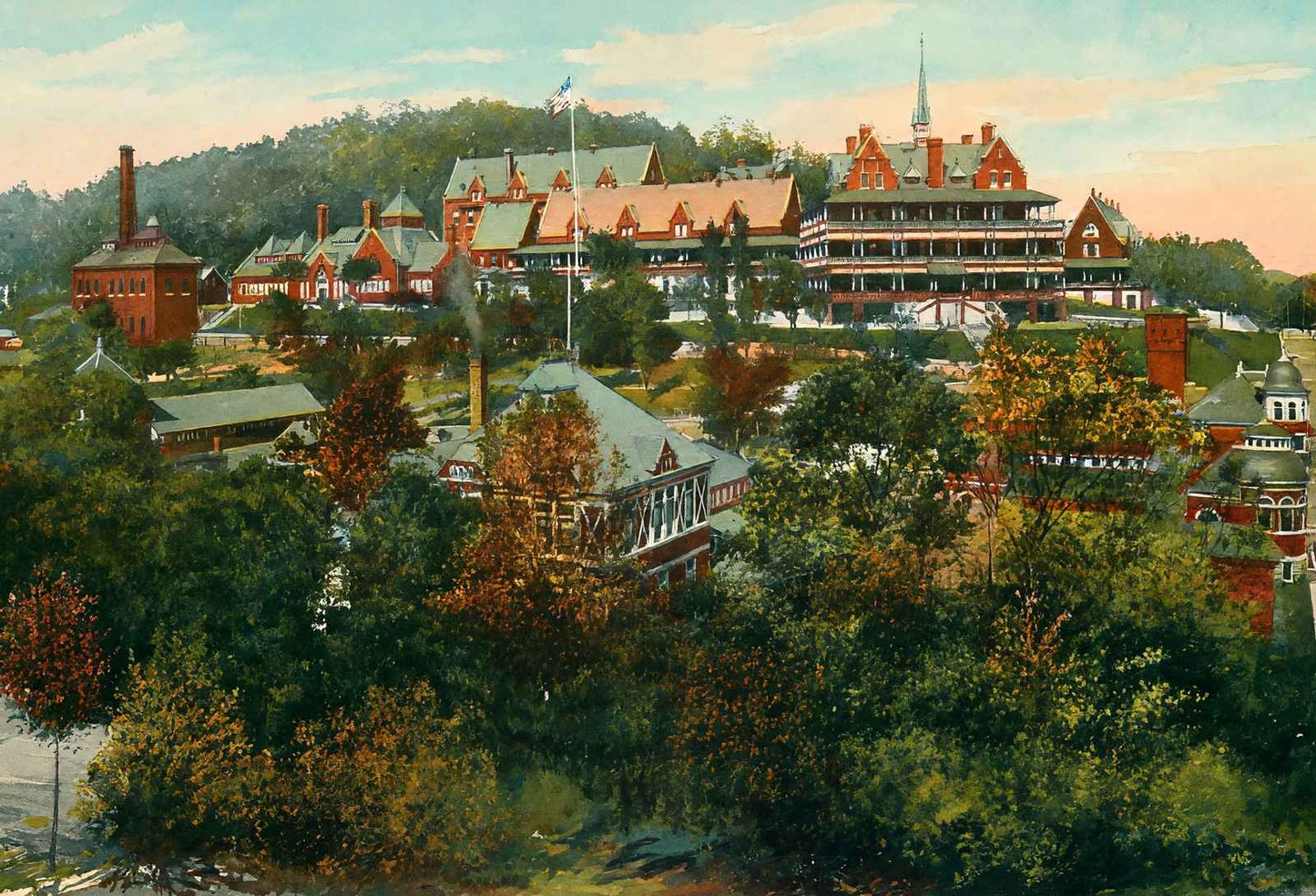 Army and Navy Hospital Hot Springs AR in 1906 Art Print (7 Sizes)