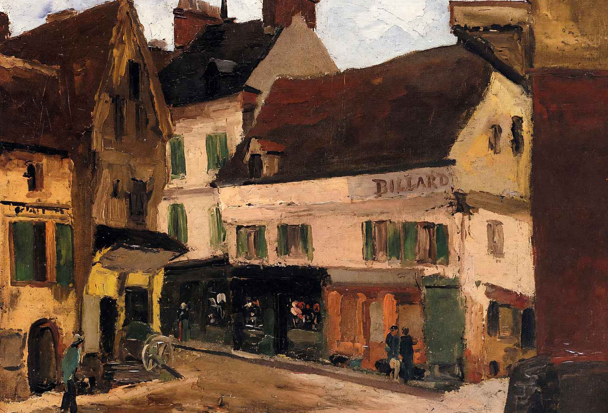 A Square in La Roche Guyon Art Print 1867 Painting by Camille Pissarro (6 Sizes)