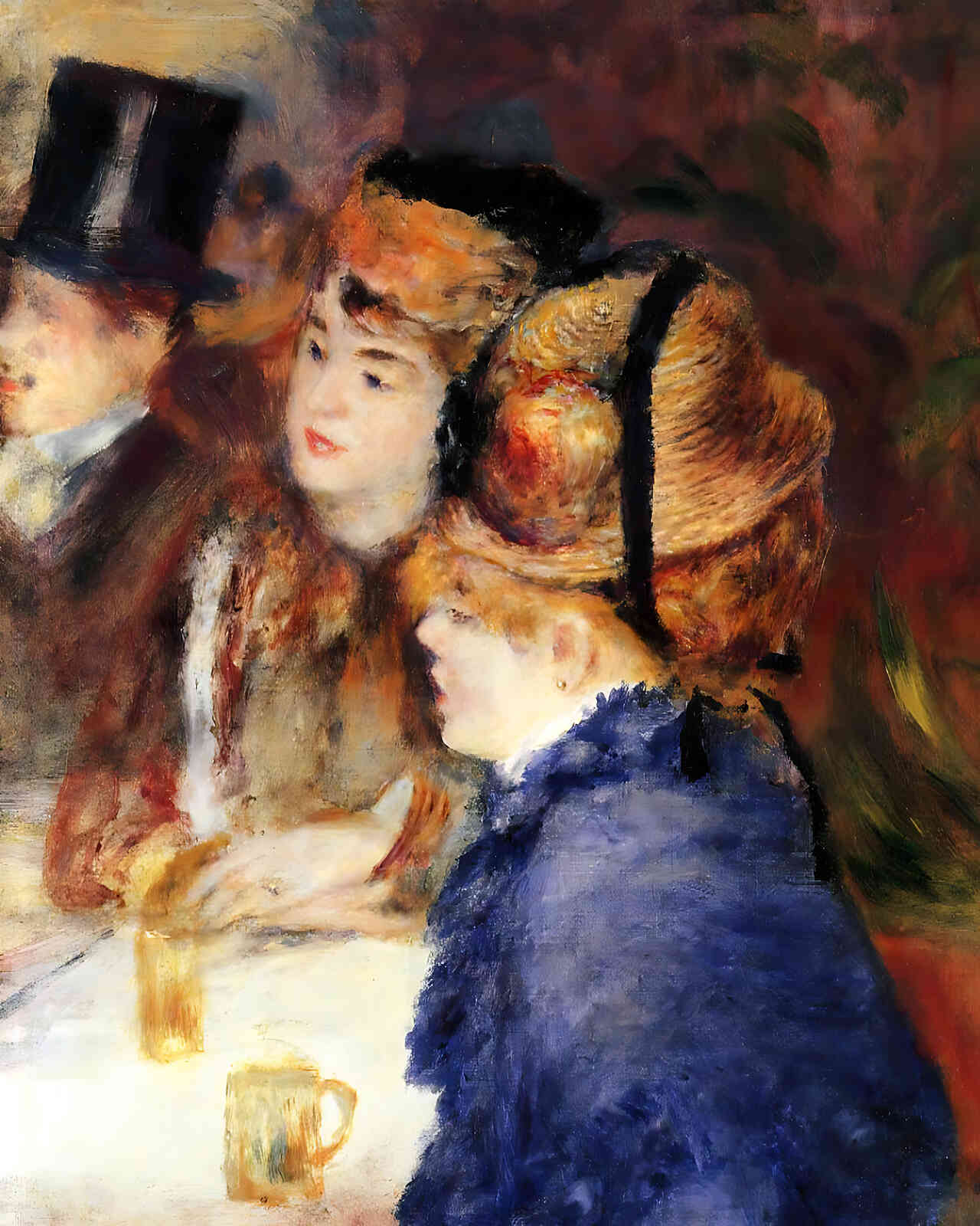 At the Cafe Painting by Pierre-Auguste Renoir 8x10" Art Print (High Quality)